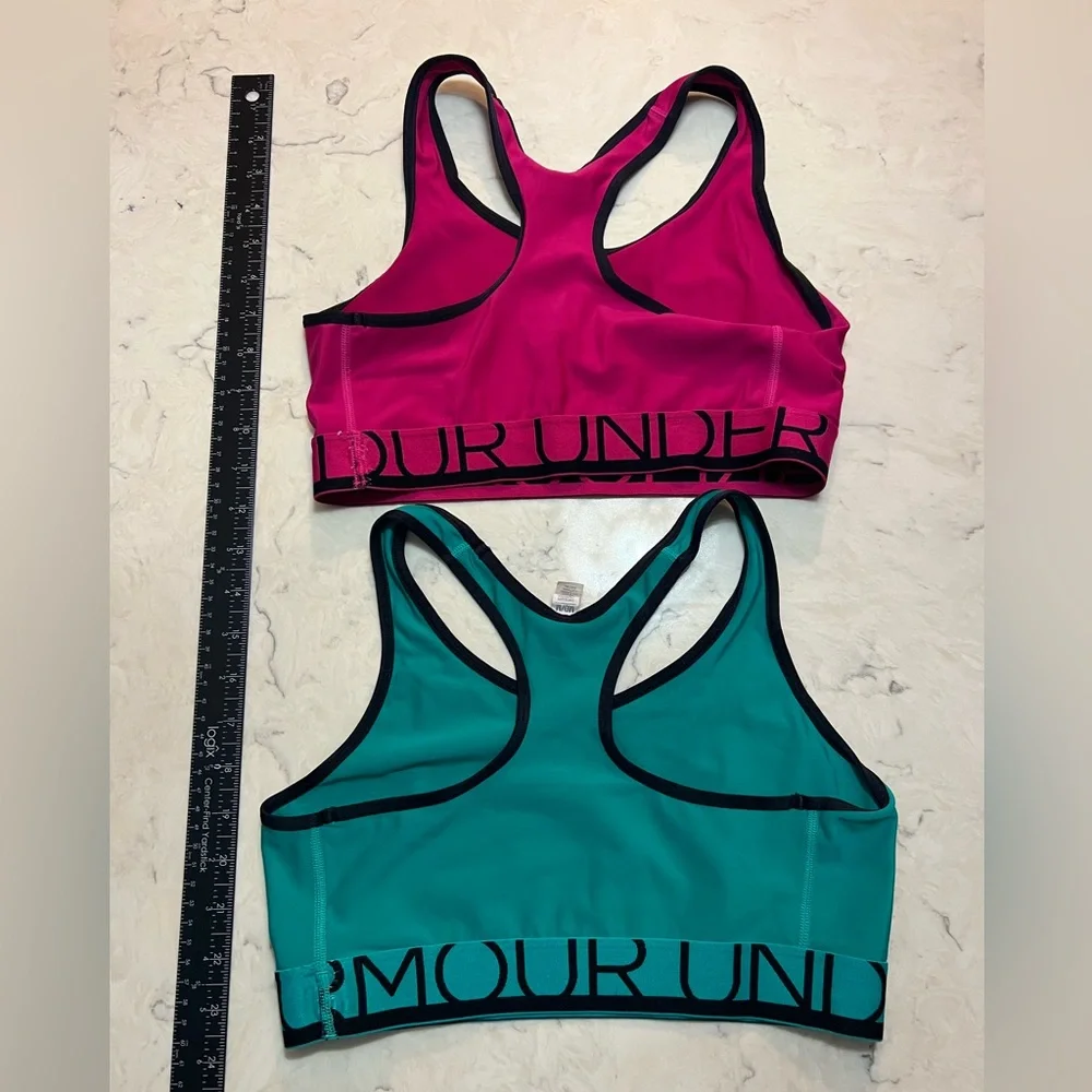Under Armour Vibrant Pink and Teal Sports Bras Bundle Size M